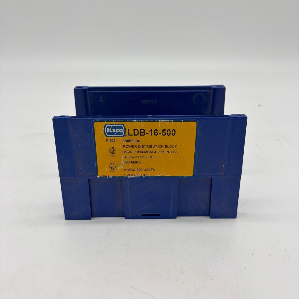 ILSCO LDB-16-500 Snapbloc Power Distribution Block 1 Pole 380A 600V Blue